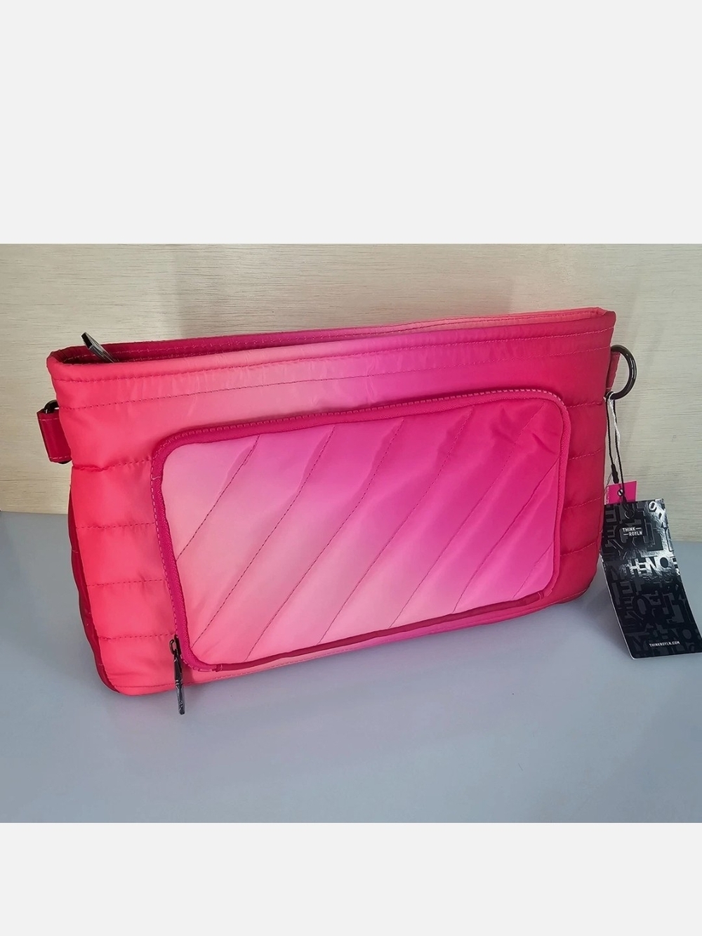 New Think Royln Bank Street XL TrPink Quilted Crossbody Bag with Removable Pouch - Picture 2 of 10